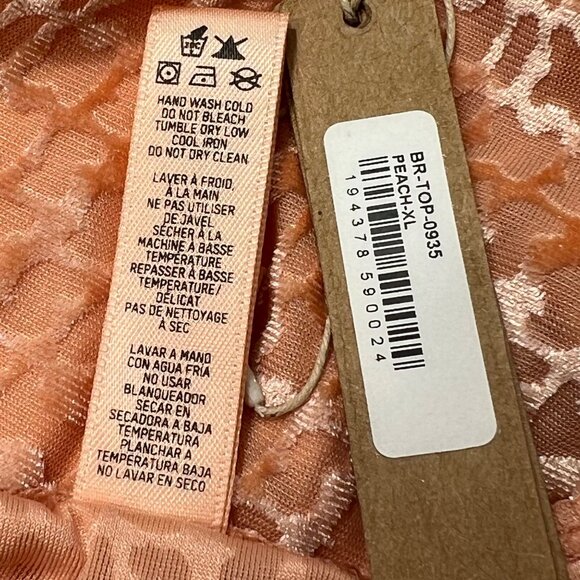 SKIMS Velvet Burnout Logo Glove Crop Top Peach XL - Picture 10 of 12